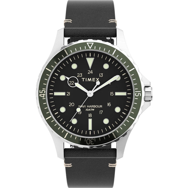 TW2V45300 Reloj Timex Navi Harbour Hombre Piel Negro Verde
