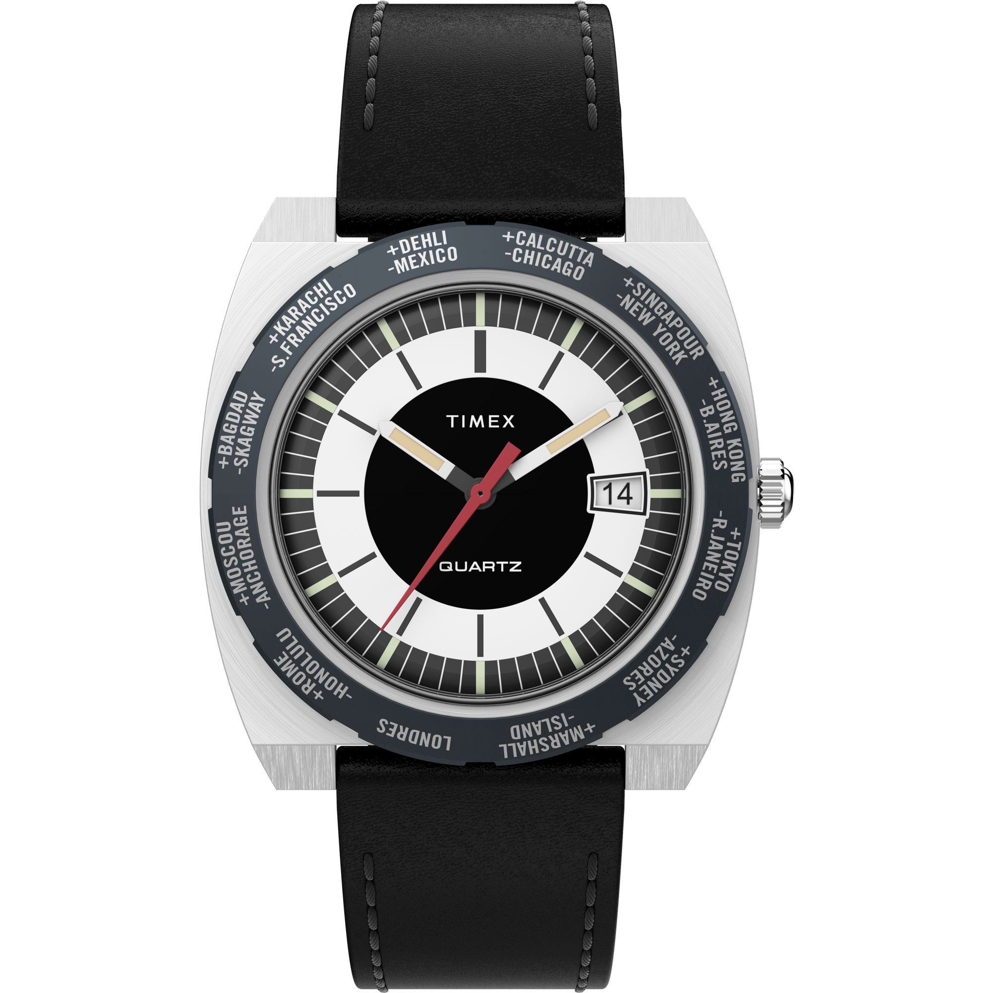 TW2V69500 Reloj Timex World Time Hombre Cuero Negro