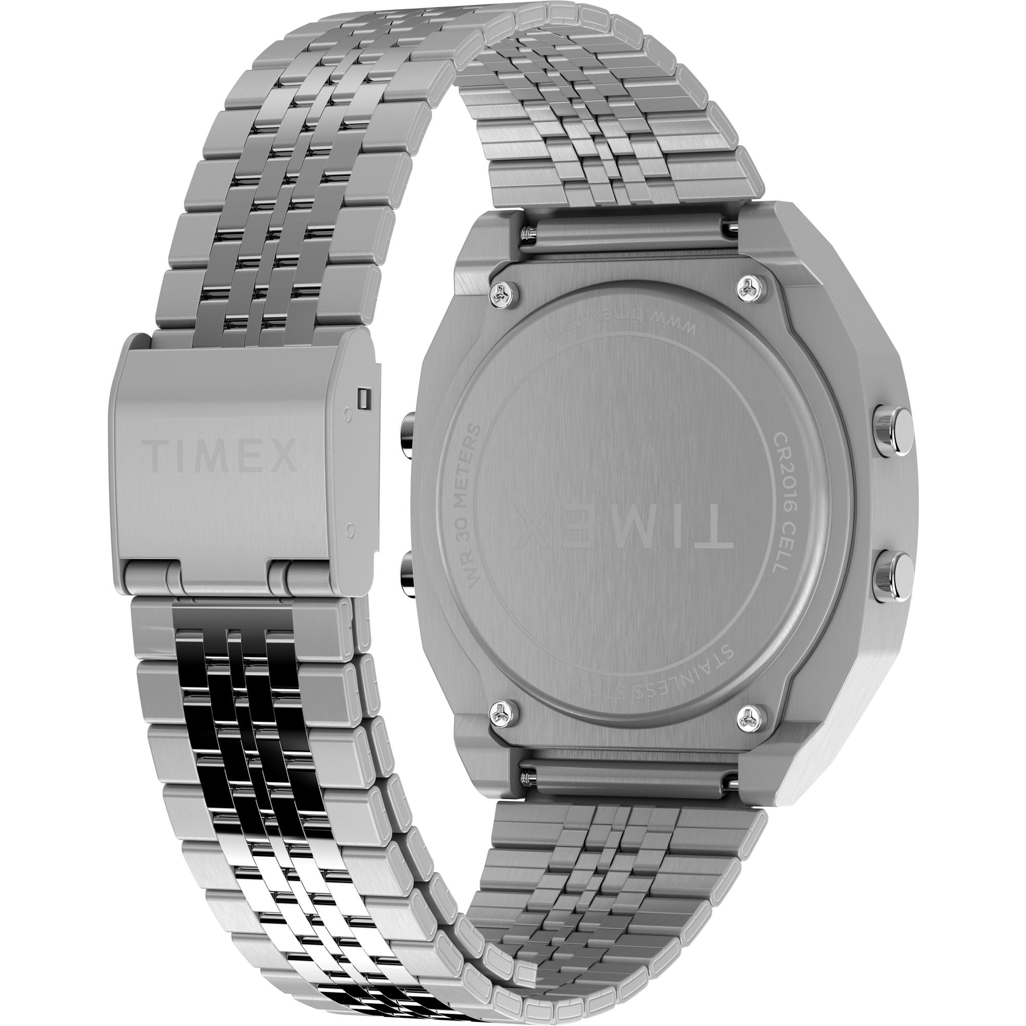 TW2V74200 Reloj Timex T80 Unisex Correa Acero Plateado