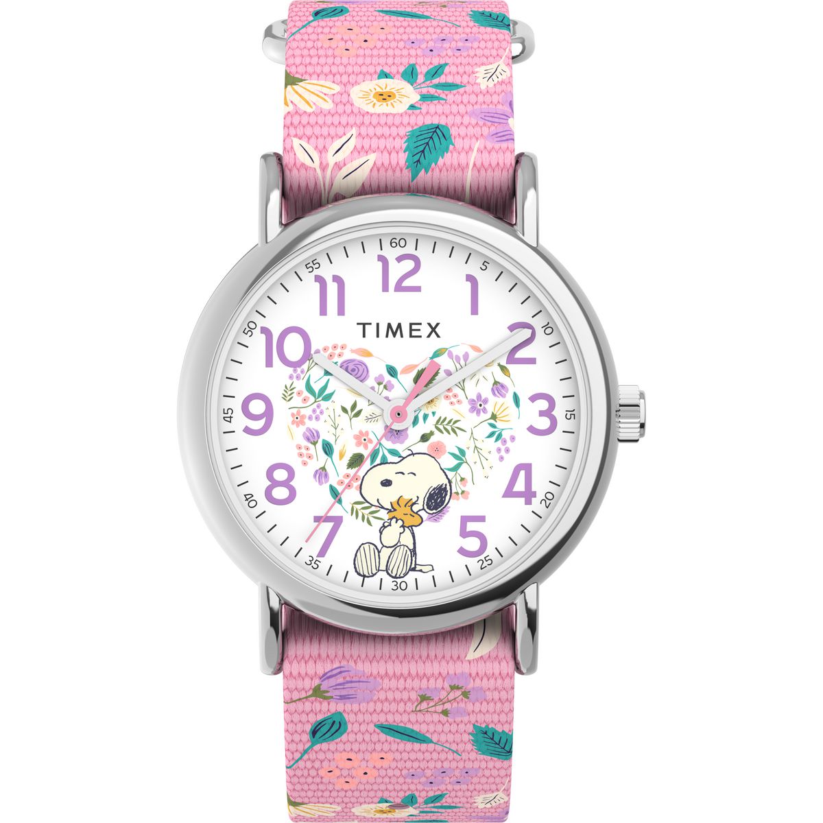 TW2V77800 Timex Weekender Reloj para Mujer Snoopy Peanuts 38 mm - Tela Rosa
