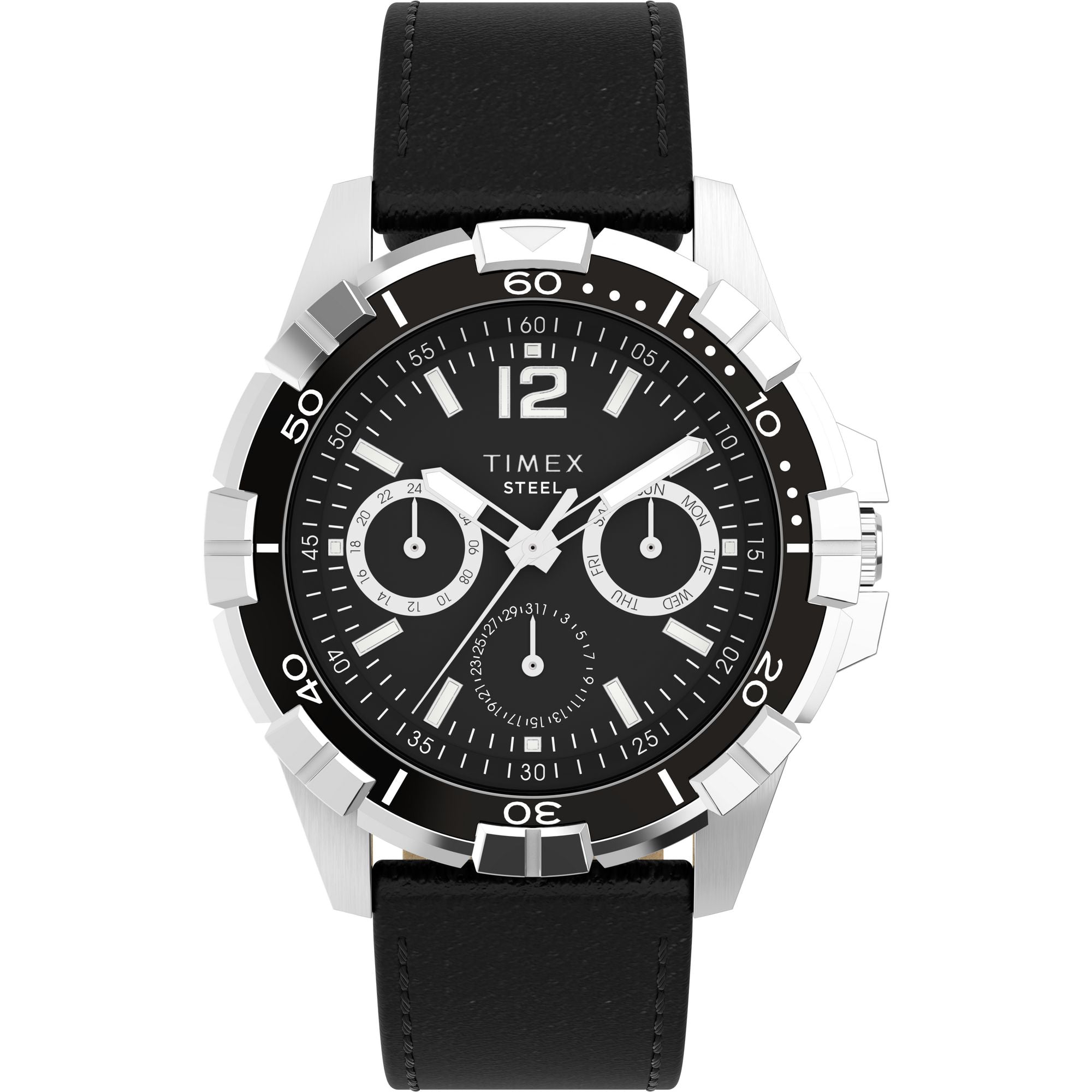 TW2V79100 Reloj Timex Steel Hombre Correa Cuero Negro