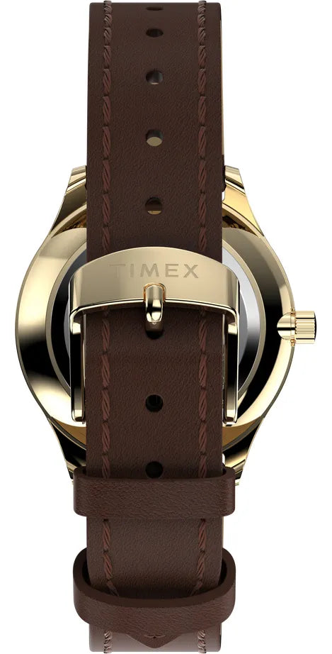 TW2W15700 Reloj Timex Standard Mujer Correa Cuero Marrón Caja Dorada