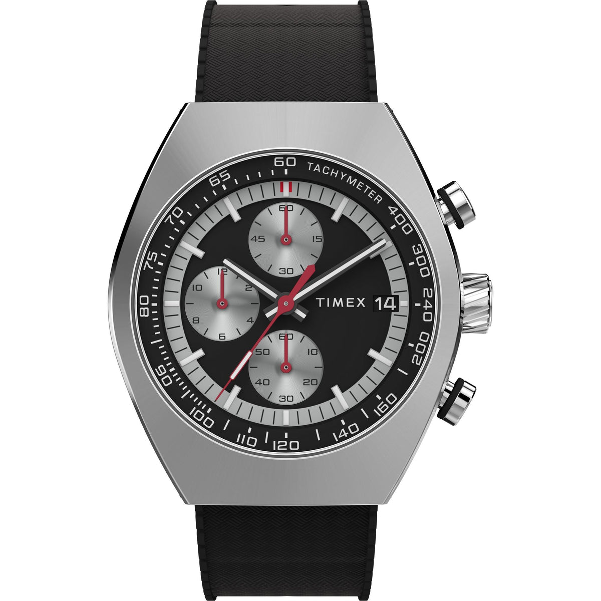TW2W64500 Reloj Timex Legacy Tonneau de caballero pulsera de resina - Resina Negro