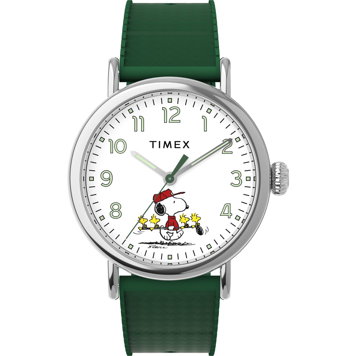 TW2W78900 Reloj Timex Peanuts Golf correa de resina Snoopy - Resina Verde