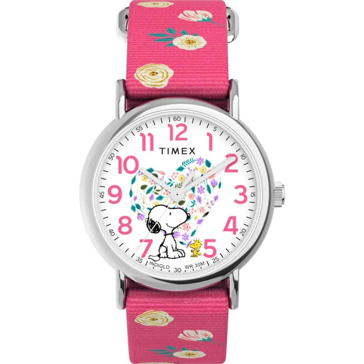 TW2W83100 Reloj Timex x Peaunuts Snoopy de dama pulsera de tela 38 mm - Tela Rosa