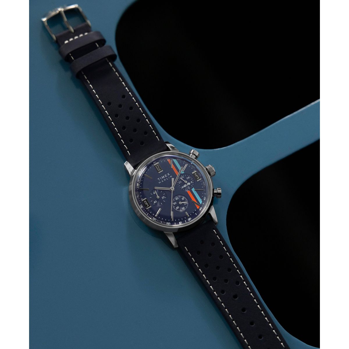 TW2W99000 Reloj Timex Marlin de hombre correa de cuero - Cuero Azul