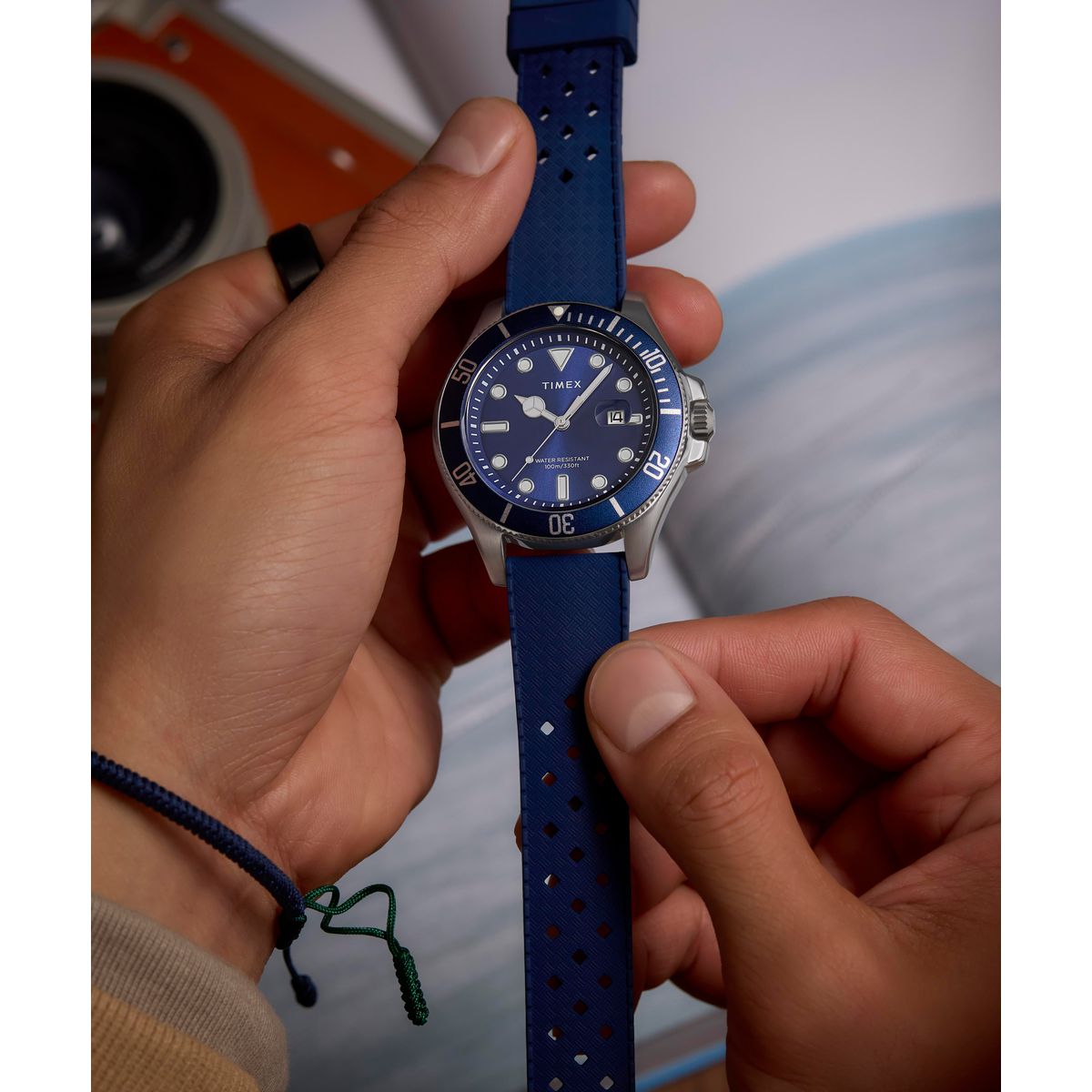 TW2Y05000 Reloj Timex Harborside de hombre correa de caucho - Resina Azul