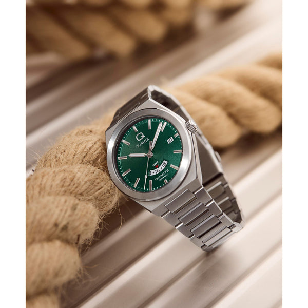 TW2Y24800 Reloj Timex Q GMT Hombre Pulsera Acero Esfera