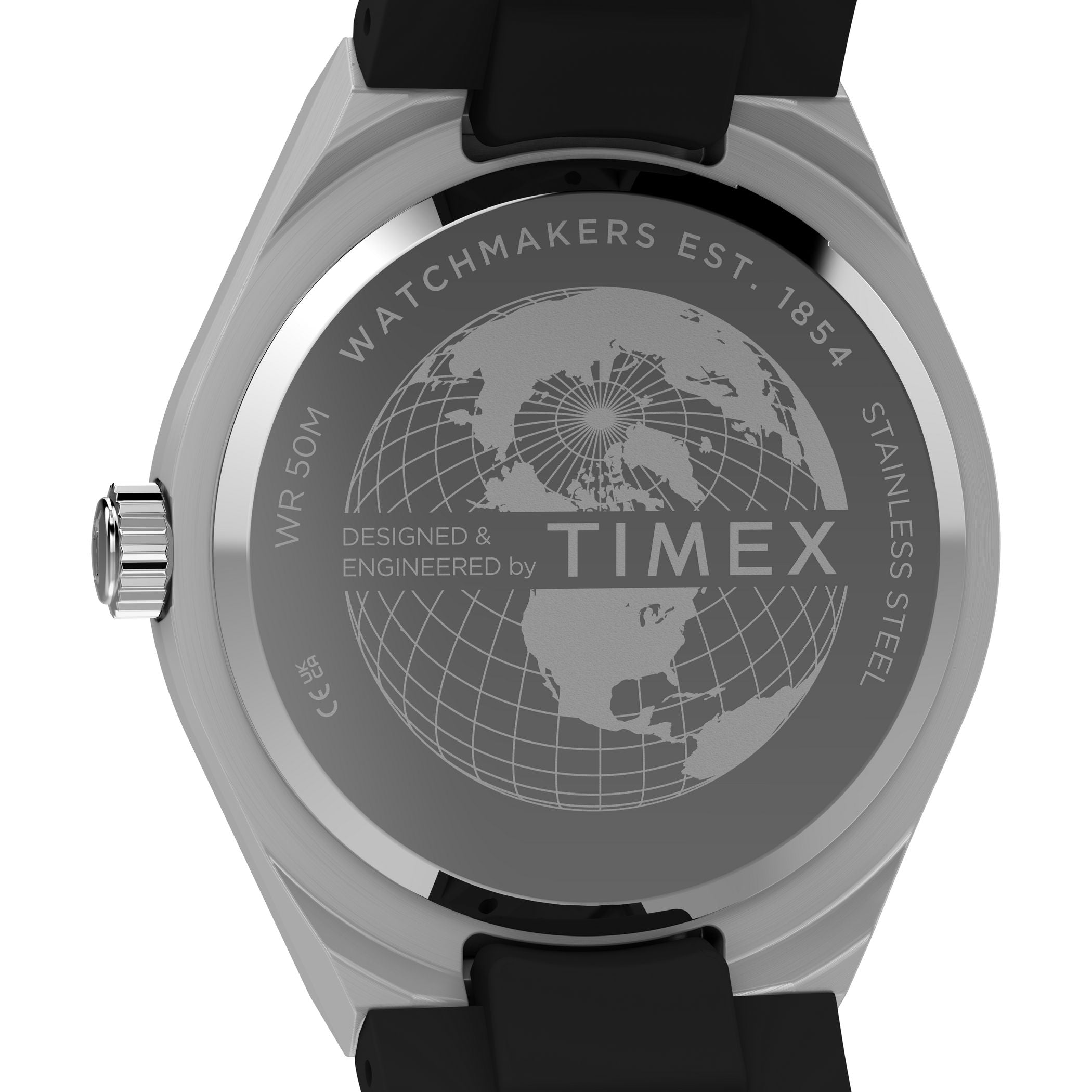 TW2Y24900 Reloj Timex Q GMT Hombre Acero Caucho Negro