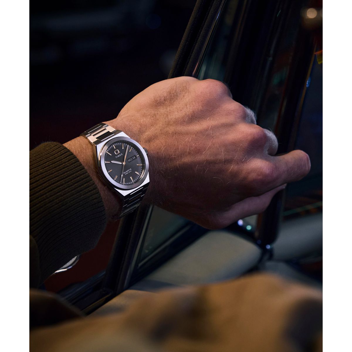 TW2Y25000 Reloj Timex Q de hombre correa de metal - Acero Inoxidable Plateado