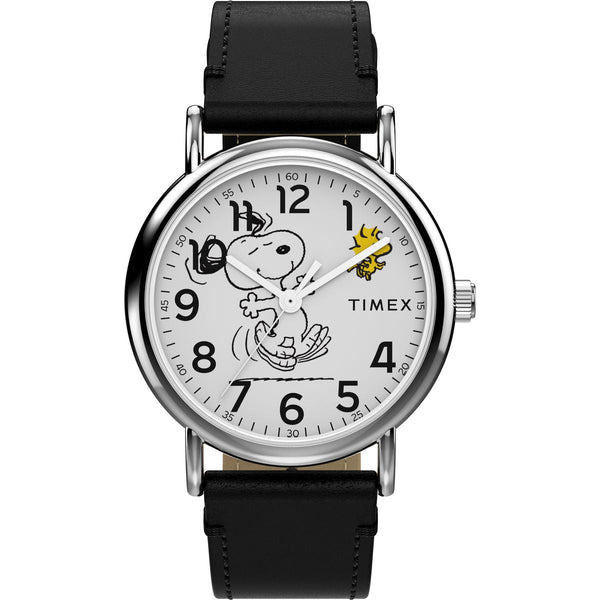 TW2Y31000 Reloj Timex X Peanuts de hombre correa de cuero Snoopy - Cuero Negro