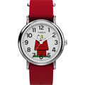 TW2Y31200 Reloj Timex Weekender Snoopy de caballero pulsera de tela Peanuts - Tela Rojo