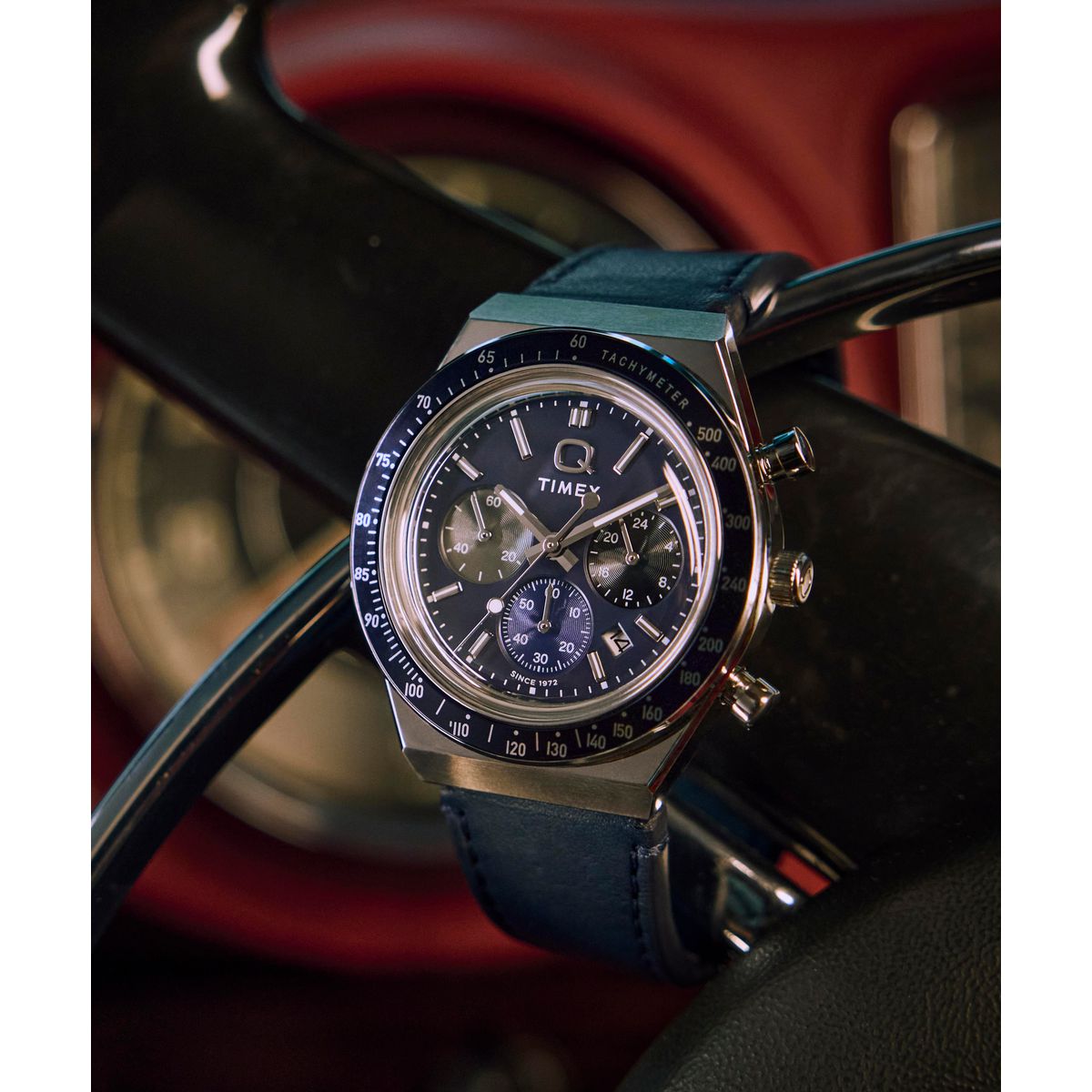 TW2Y36100 Reloj Timex Q de hombre correa de cuero - Cuero Azul