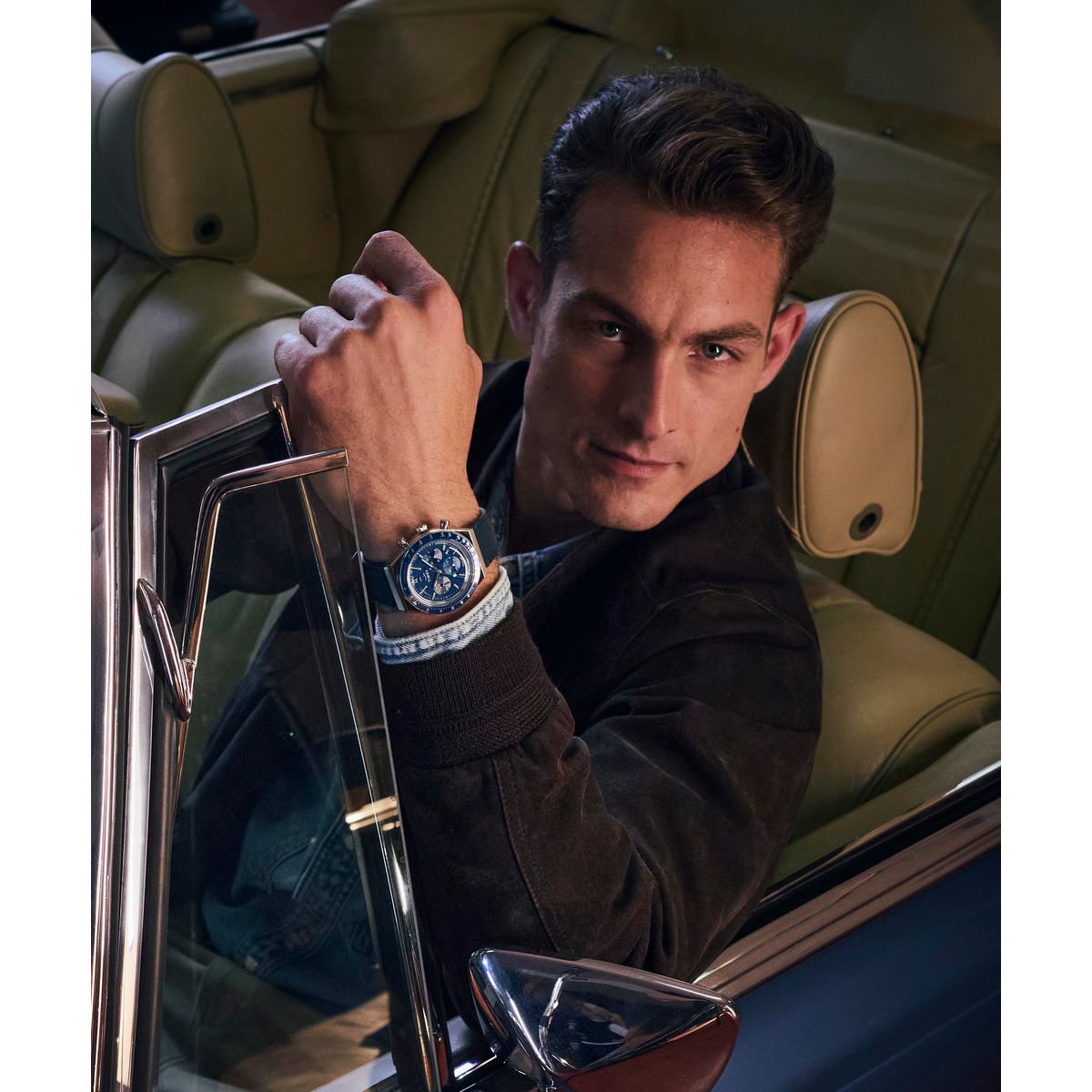 TW2Y36100 Reloj Timex Q de hombre correa de cuero - Cuero Azul