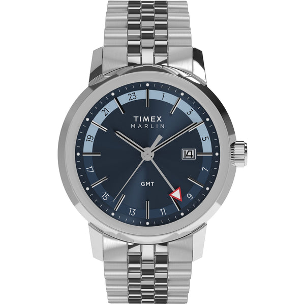 TW2Y47600 Reloj Timex Marlin GMT Hombre Correa Acero Azul