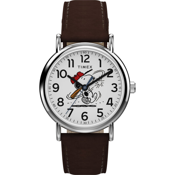 TW2Y51500 Reloj Timex Weekender Snoopy de hombre correa de cuero - Cuero Marrón