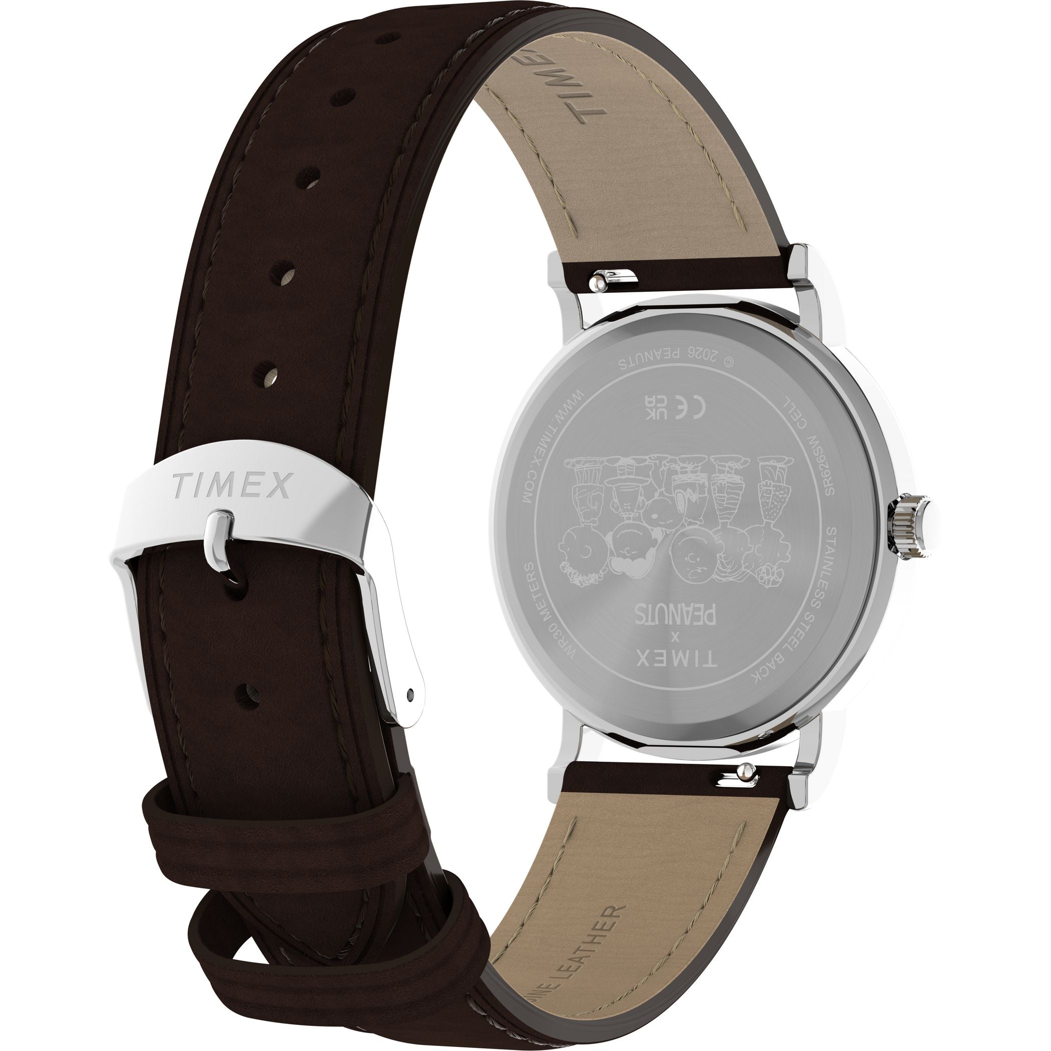 TW2Y51500 Reloj Timex Weekender Snoopy de hombre correa de cuero - Cuero Marrón