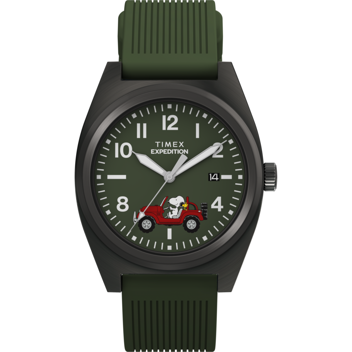 TW2Y52500 Reloj Timex Expedition Snoopy Hombre Verde Caucho