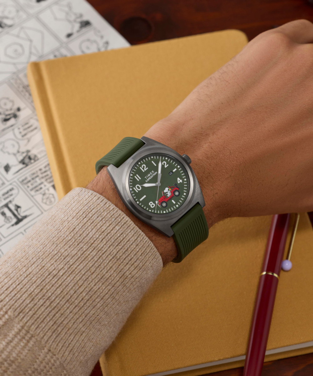 TW2Y52500 Reloj Timex Expedition Snoopy Hombre Verde Caucho