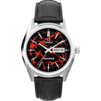 TW2Y55700 Reloj Timex Standard Q Hombre Piel Negra Diseño Rojo