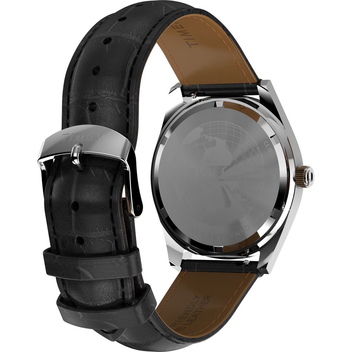 TW2Y55700 Reloj Timex Standard Q Hombre Piel Negra Diseño Rojo