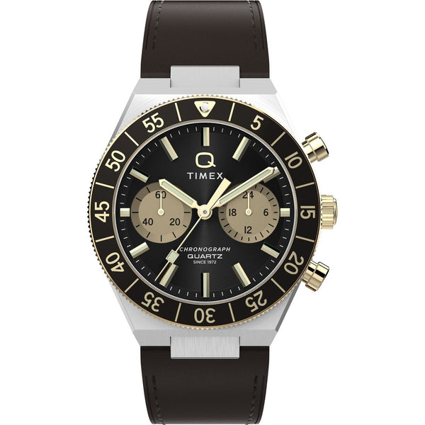 TW2Y56000 Reloj Timex Q Continental Hombre Cuero Marrón