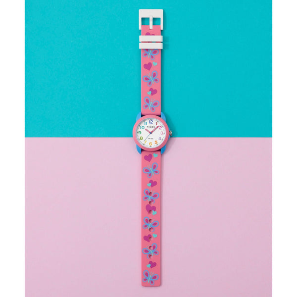 TW2Y59700 Reloj Timex Teacher Corazon y mariposas infantil banda de silicona