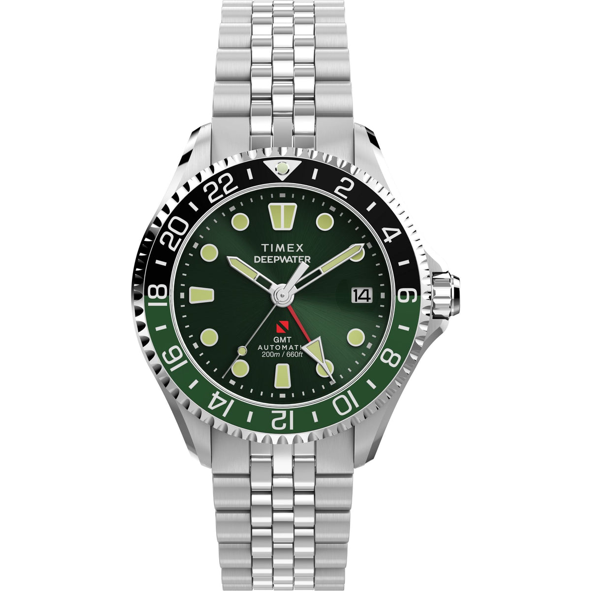 TW2Y64100 Reloj Timex Deepwater 200 Automático de caballero correa de metal plateado