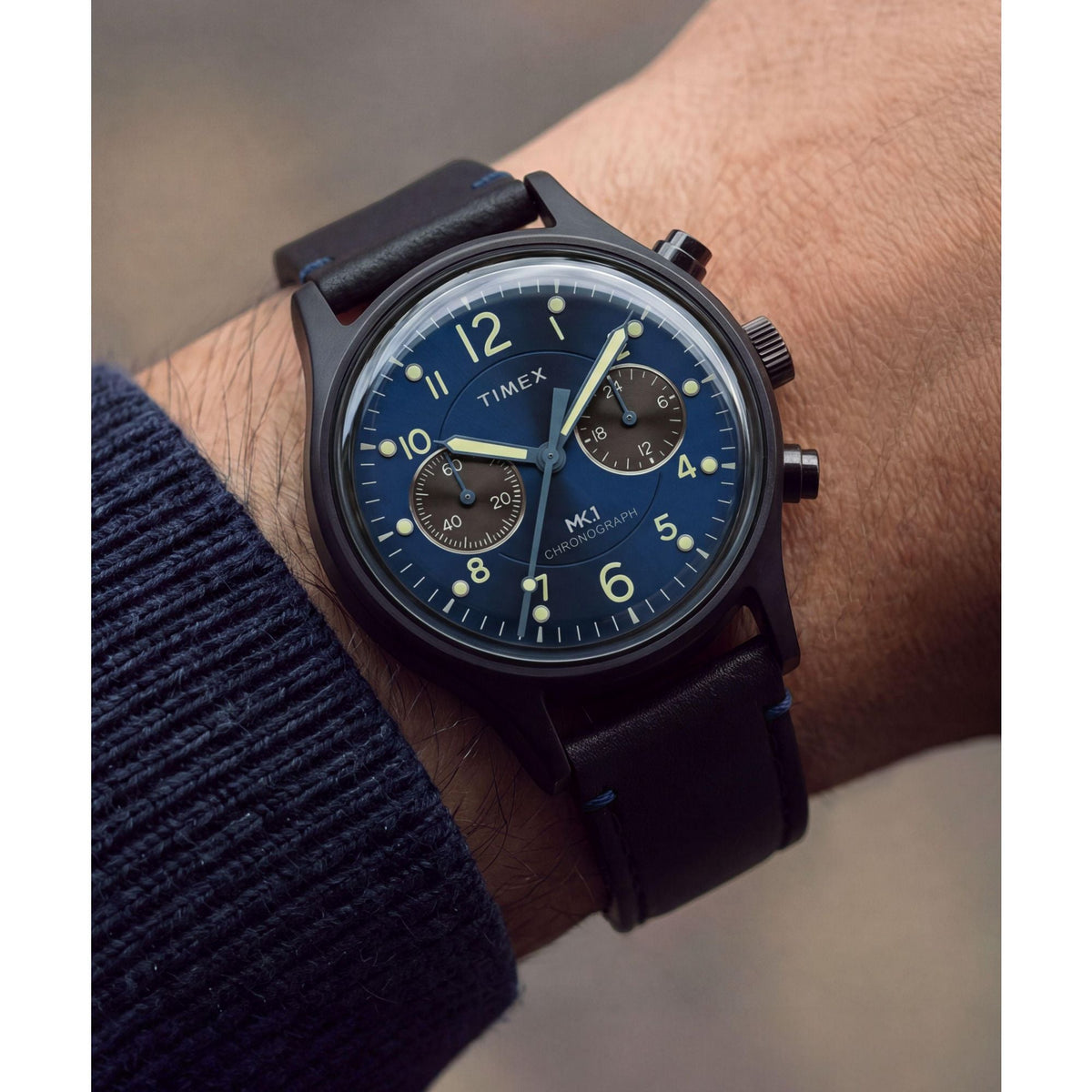 TW2Y71300 Reloj Timex MK1 Chronograph de hombre banda de piel - Cuero Negro