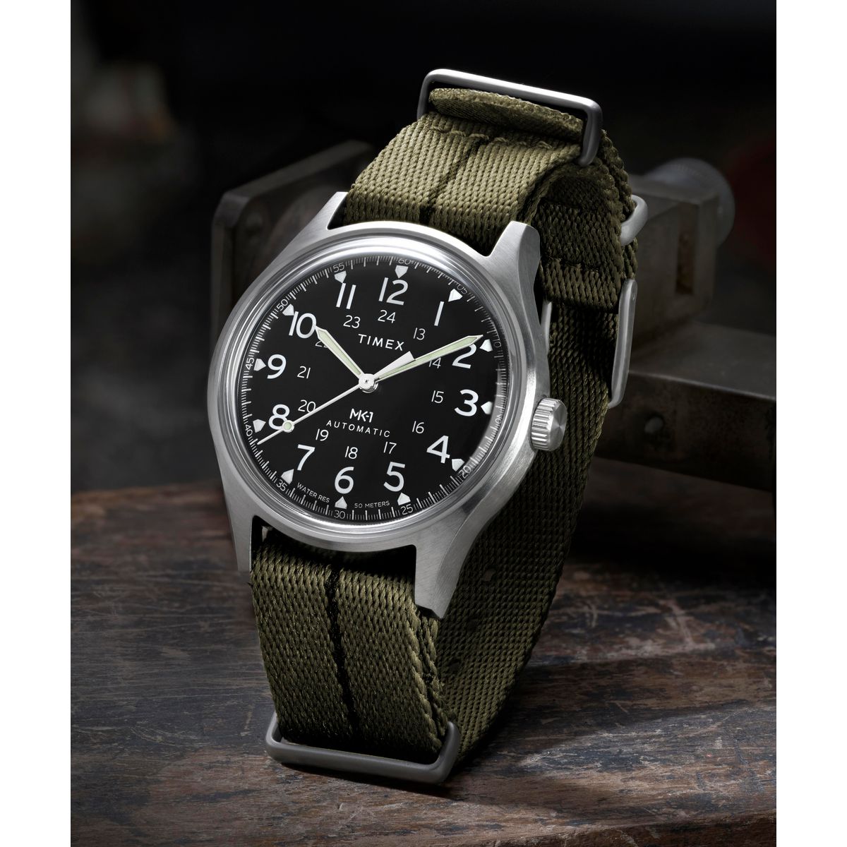 TW2Y71700 Reloj Timex MK1 Hombre Automático Acero Tela Verde