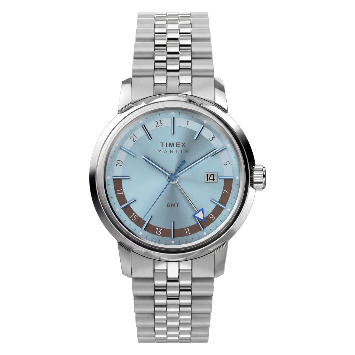 TW2Y84100 Reloj Timex Marlin GMT de hombre correa de metal - Acero Inoxidable Plateado