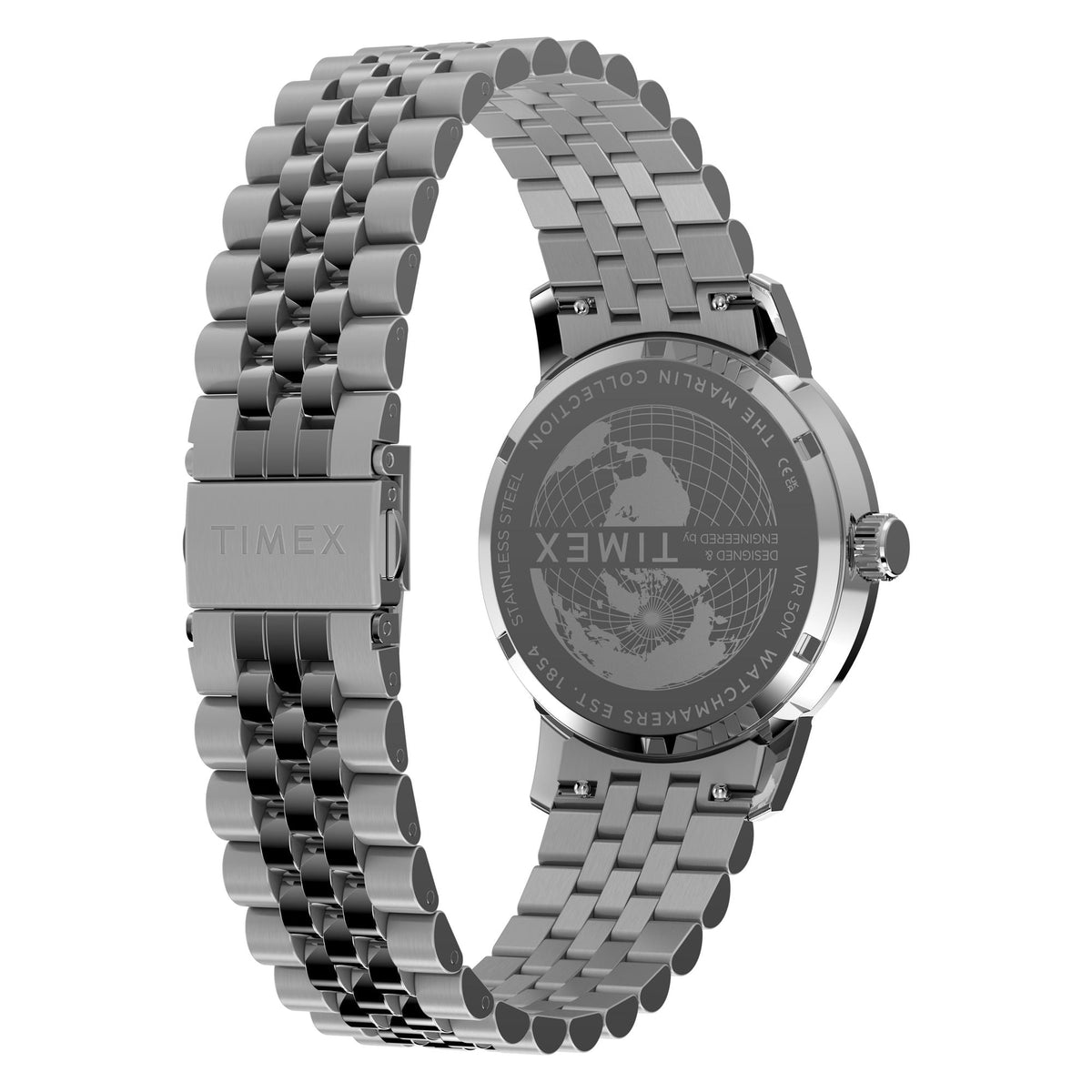 TW2Y84100 Reloj Timex Marlin GMT de hombre correa de metal - Acero Inoxidable Plateado