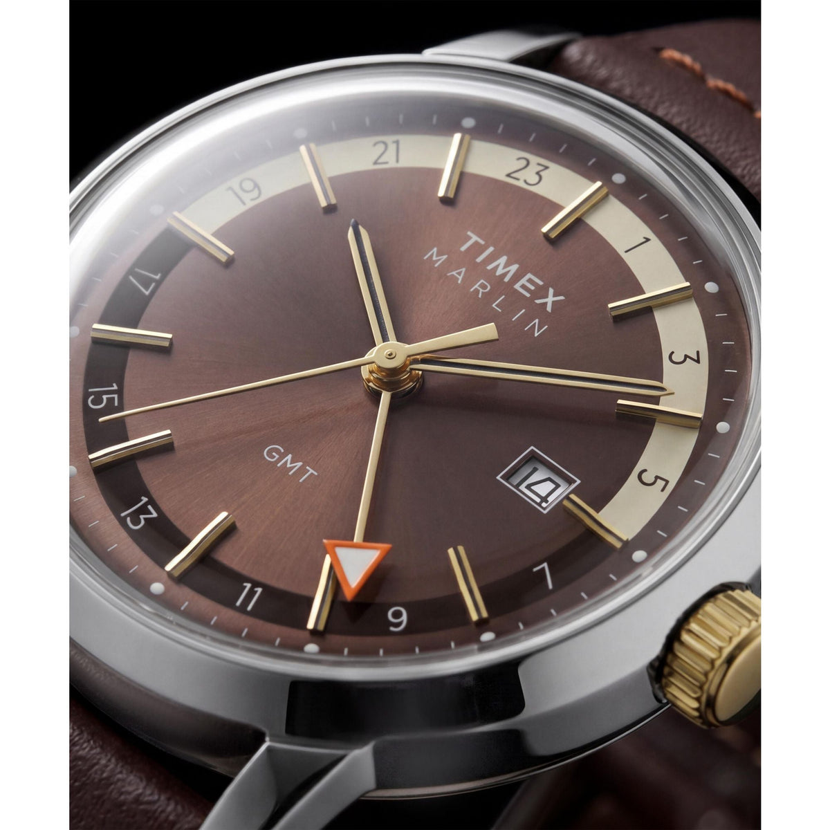 TW2Y84200 Reloj Timex GMT de caballero correa de piel - Cuero Marrón