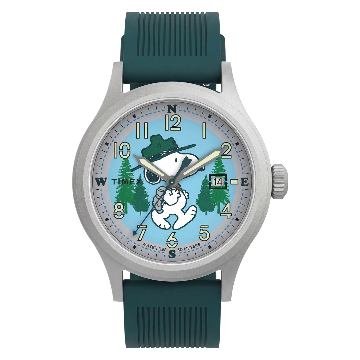 TW2Y84800 Reloj Timex Expedition x Peanuts de caballero correa de silicona Snoopy - Resina Verde