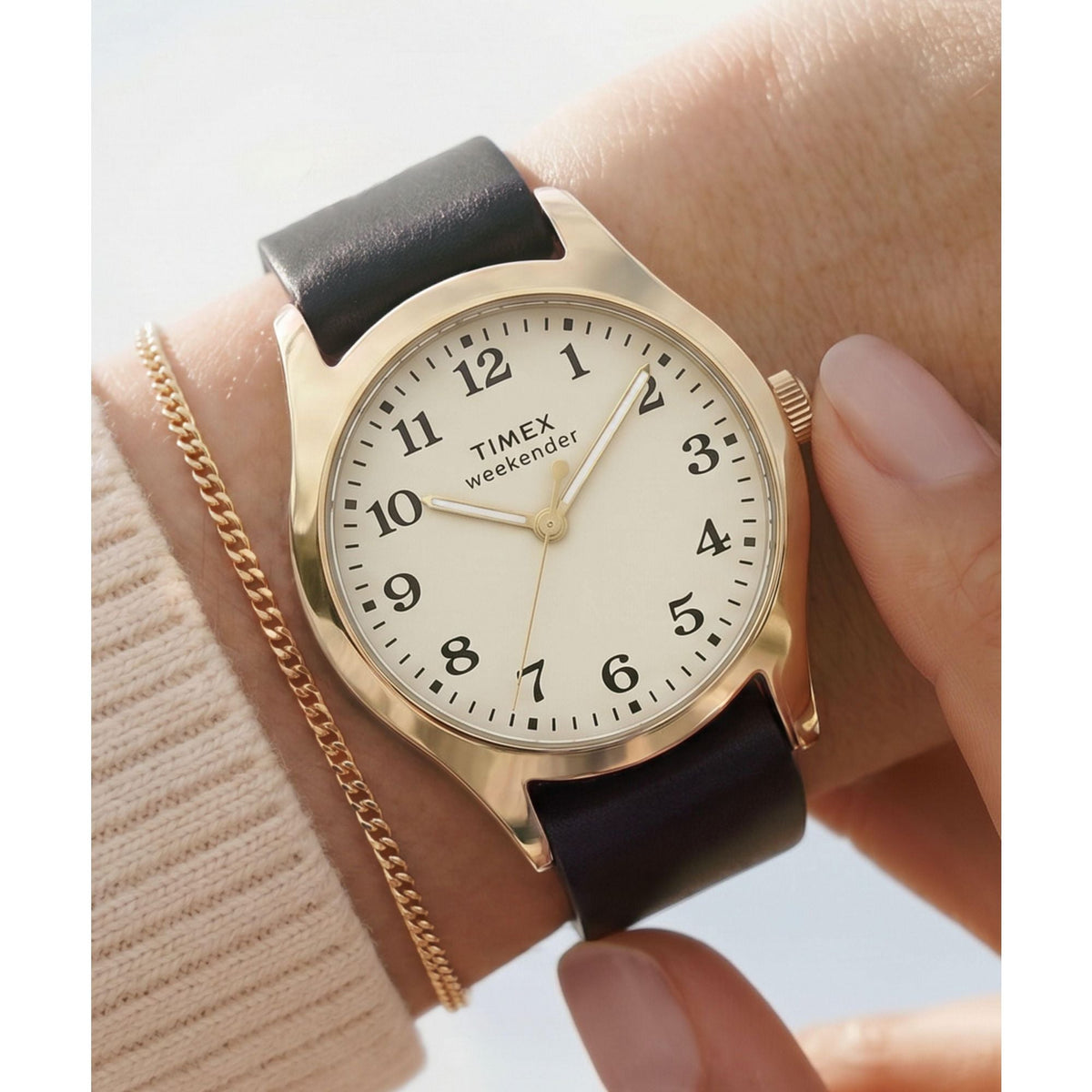 TW2Y86600 Reloj Timex Weekender de mujer correa de piel - Cuero Negro