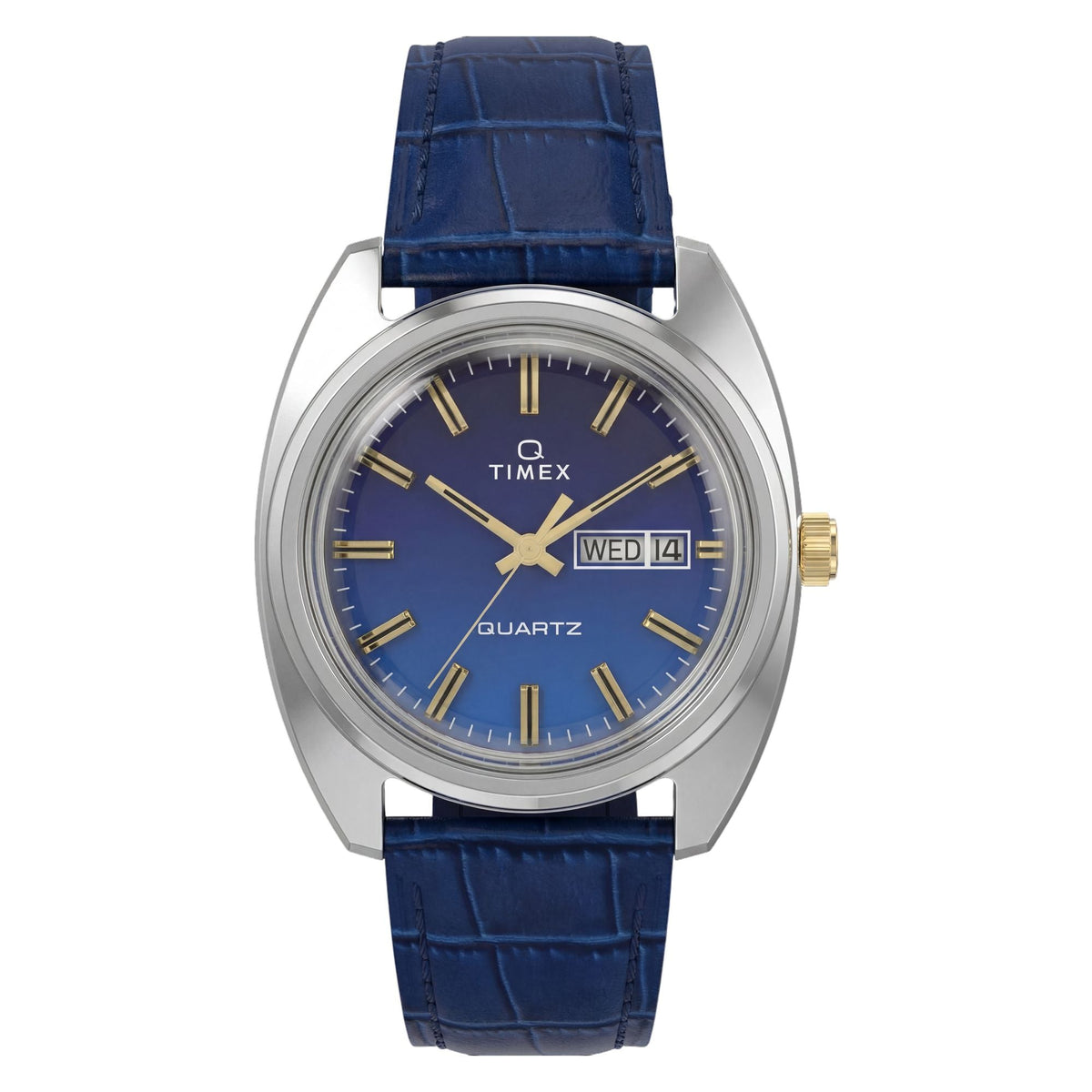 TW2Y87100 Reloj Timex Q 1976 de hombre banda de cuero - Cuero Azul