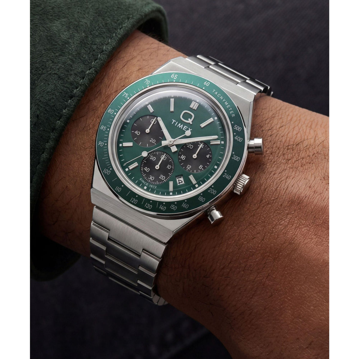 TW2Y88500 Reloj Timex Q de hombre correa de metal - Acero Inoxidable Plateado