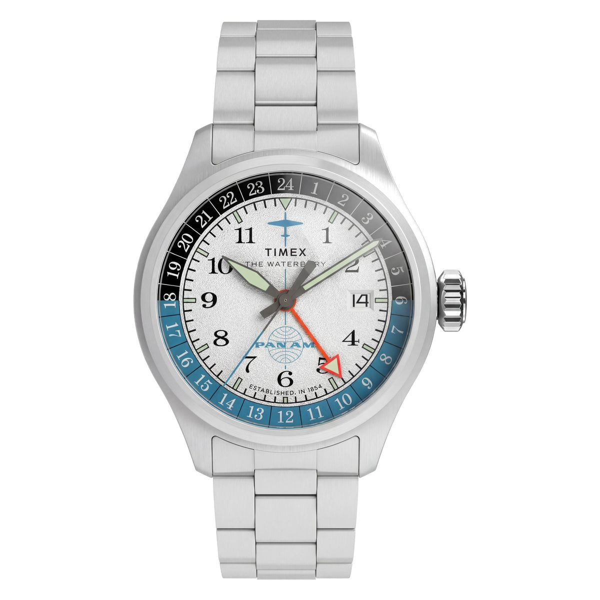 TW2Y94600 Reloj Timex Waterbury Pan Am de hombre correa de metal - Acero Inoxidable Plateado