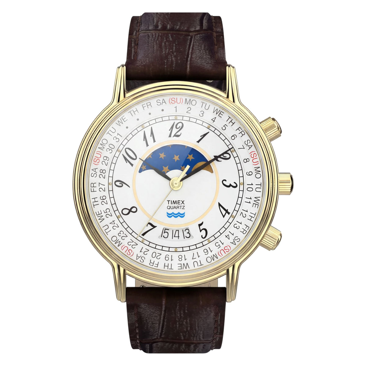 TW2Y99000 Reloj Timex Moon Phase de hombre banda de piel - Cuero Marrón