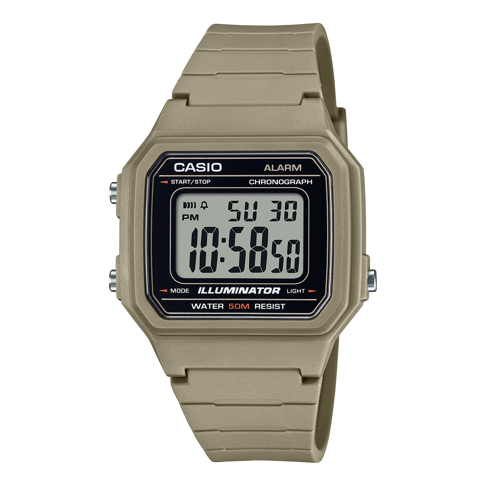 W-217H Reloj Casio Vintage Unisex Resina Beige
