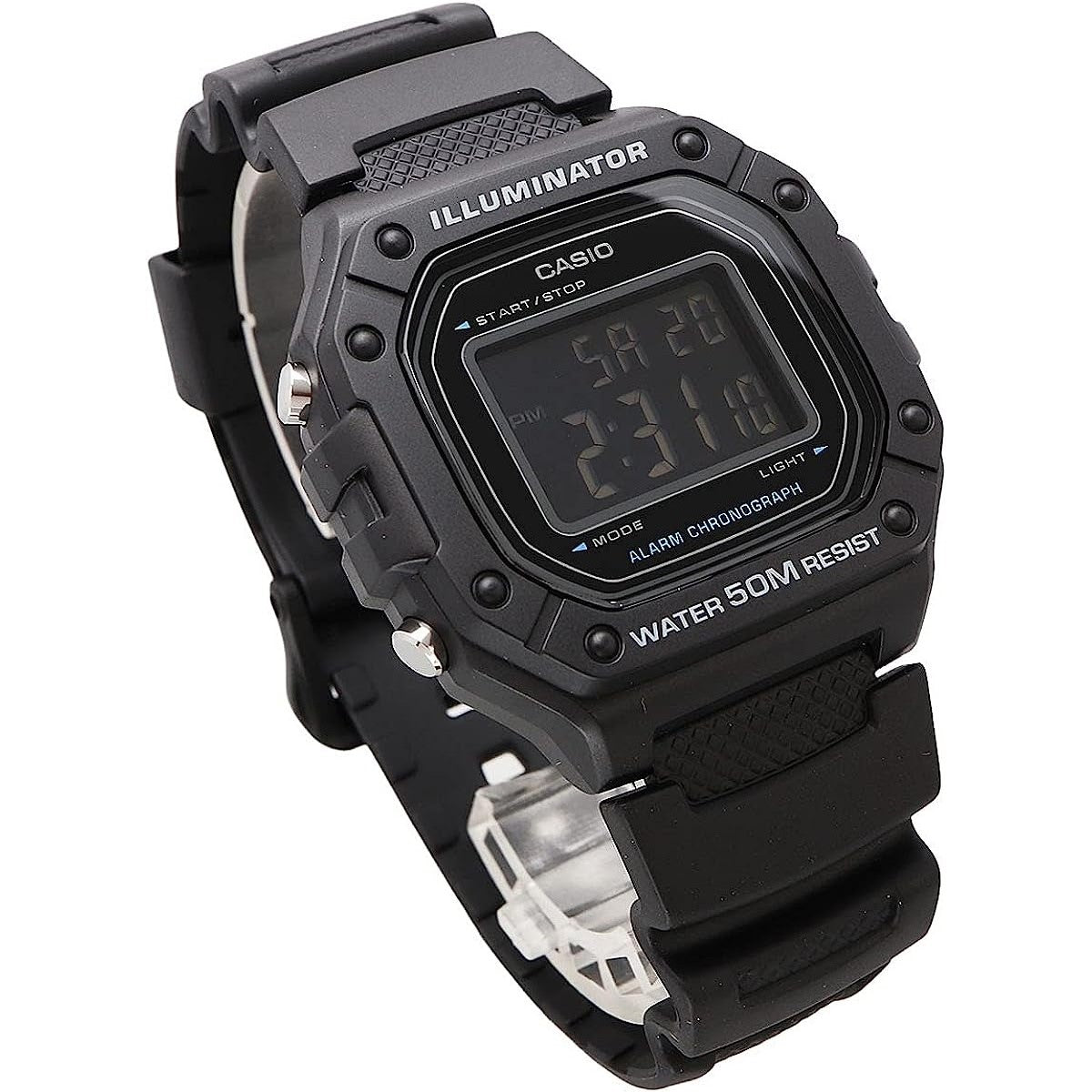 W-218H-1BV Casio Reloj para Hombre, Illuminator con Cronógrafo - Negro