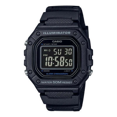 W-218H-1BV Casio Reloj para Hombre, Illuminator con Cronógrafo - Negro