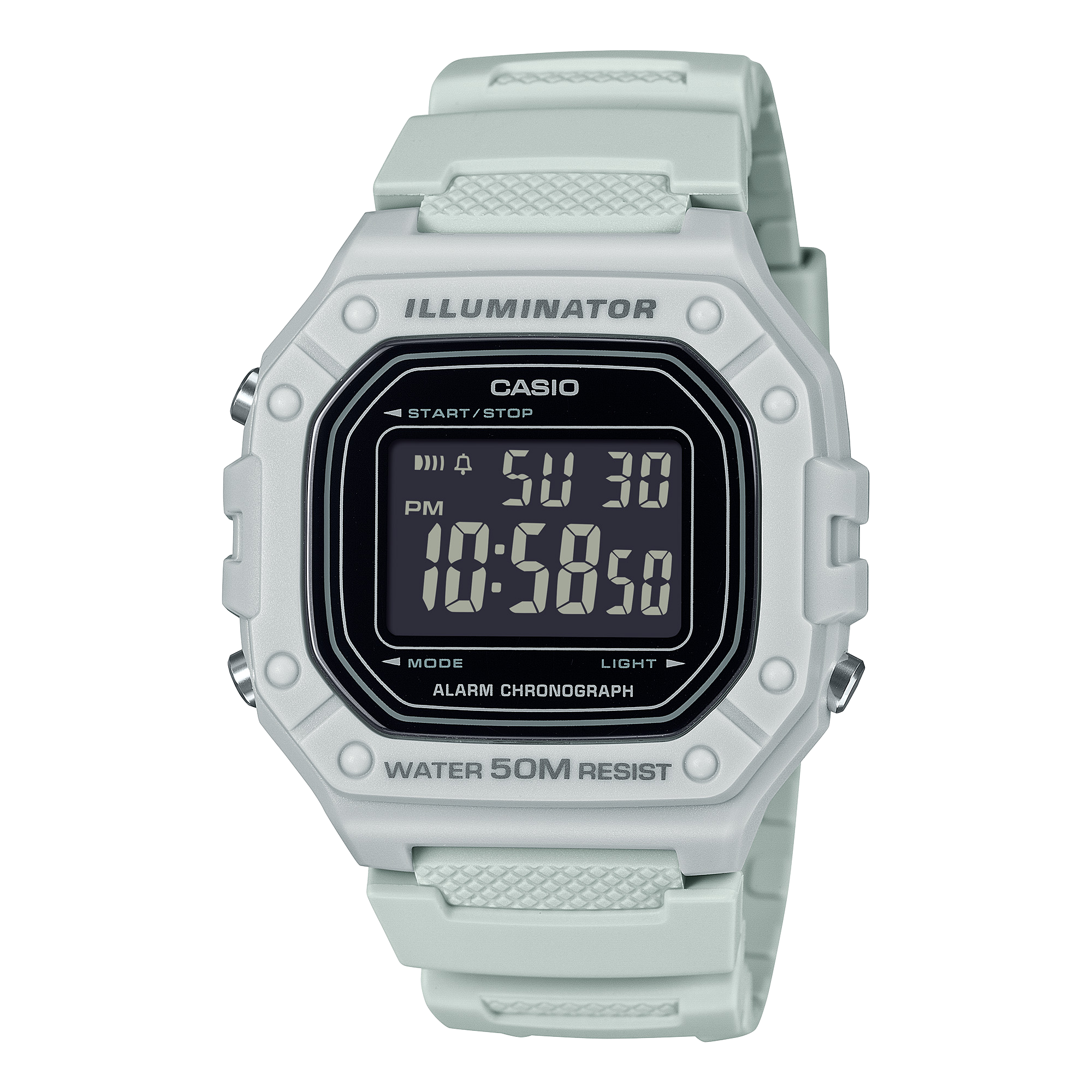 W-218H-8BV Reloj Casio Pulsera de Caucho para Hombre y Mujer Illuminator con Cronógrafo - Resina Gris