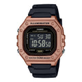 W-218HM Reloj Casio Unisex Resina Oro Rosa Correa Negra