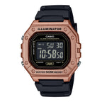 W-218HM Reloj Casio Unisex Resina Oro Rosa Correa Negra