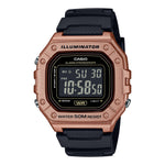 W-218HM Reloj Casio Unisex Resina Oro Rosa Correa Negra