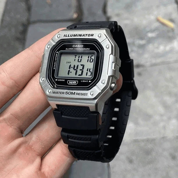 W-218HM-7AV Casio reloj Digital pulsera de resina - Resina Negro