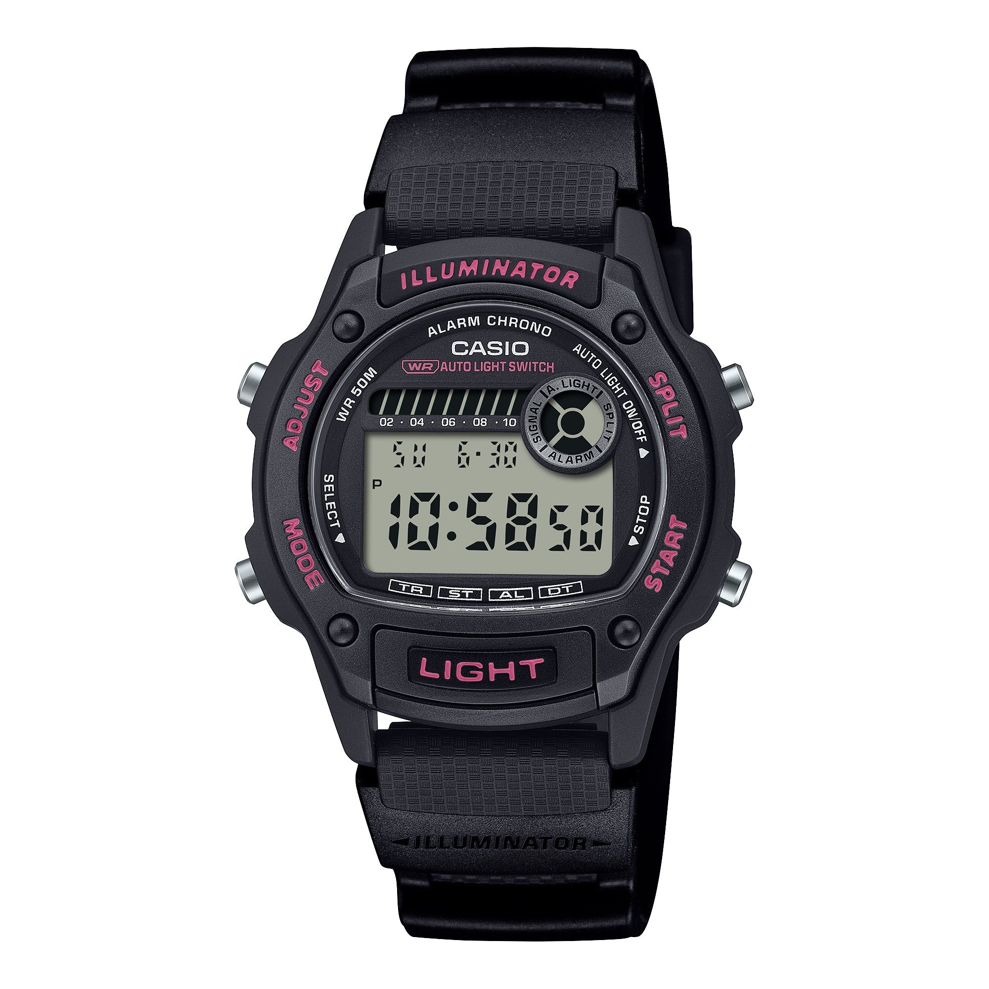 W-220H-1A2V Reloj Casio de caballero correa de silicona - Resina Negro