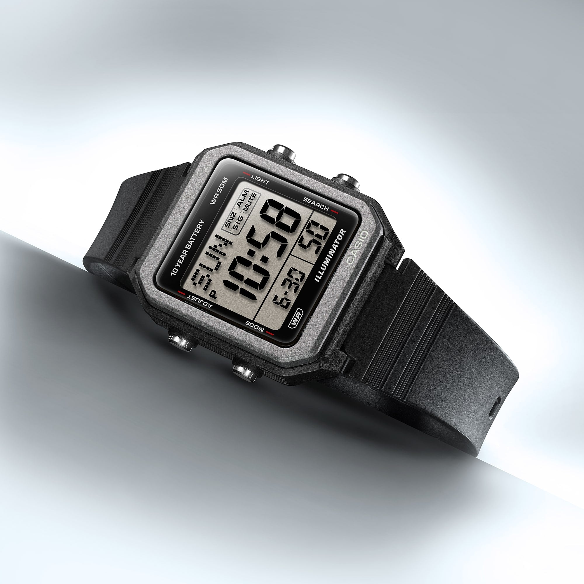 W-221H-1AV Reloj Casio Digital unisex correa de silicona - Resina Negro