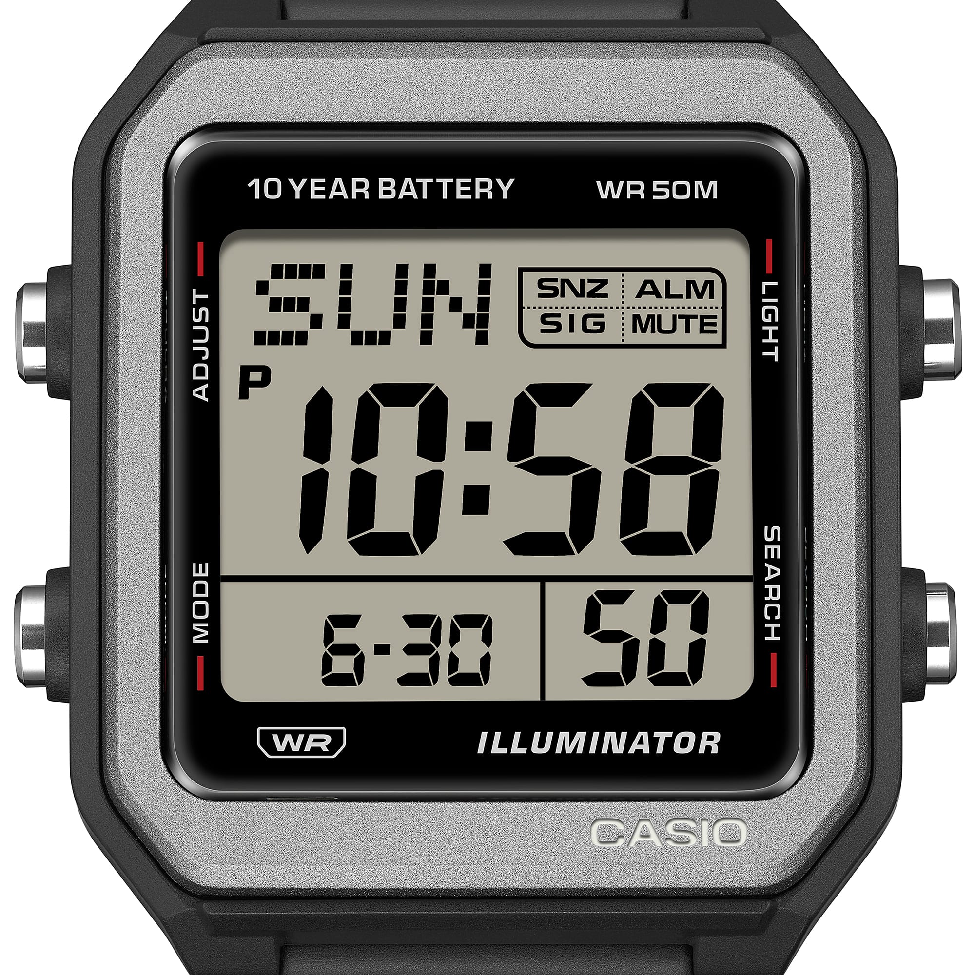 W-221H-1AV Reloj Casio Digital unisex correa de silicona - Resina Negro